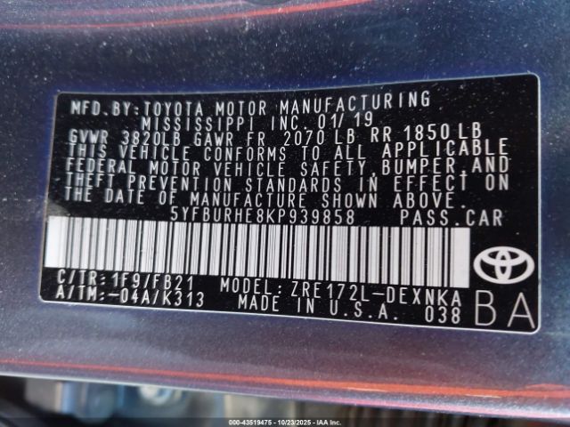 Toyota Corolla Le Image 8